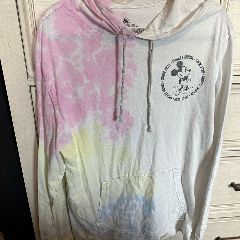 Walt Disney World Mickey Mouse Tie Dye Hooded Long Sleeve Shirt Size XL